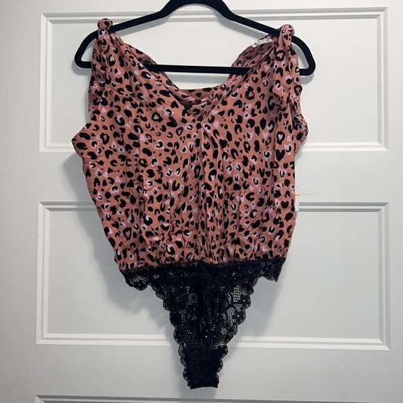 FREE People Bare It All Bodysuit animal print pink sleeveless Size Small - Picture 5 of 13